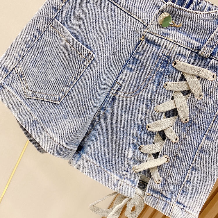 Quần Short Denim Lưng Cao Thời Trang Mùa Hè Phong Cách Hàn Nhật Hàng Mới 2022 Cho Bé Gái