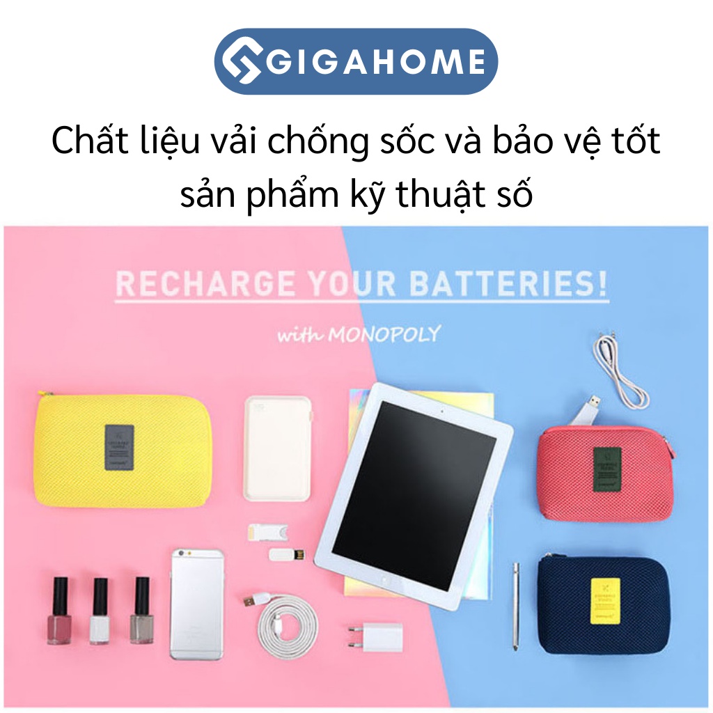 Túi Phụ Kiện Công Nghệ Đựng Pin Sạc, Điện Thoại, Thẻ Đi Du Lịch GIGAHOME Tiện Lợi 3388