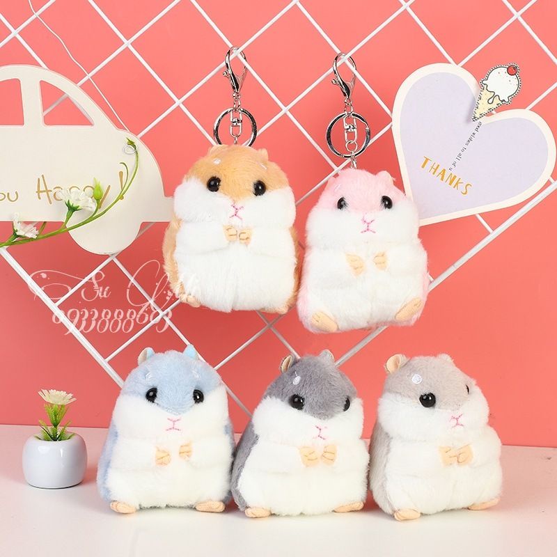 Móc khóa chuột Hamster nhồi bông dễ thương. Gấu bông Hamter treo balô túi xách, điện thoại