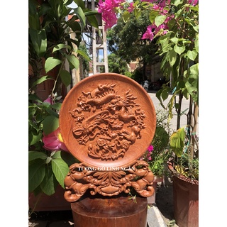 Tranh đĩa gỗ hương (đường kính đĩa 30 cm, cao 40 cm, dày 3 cm)