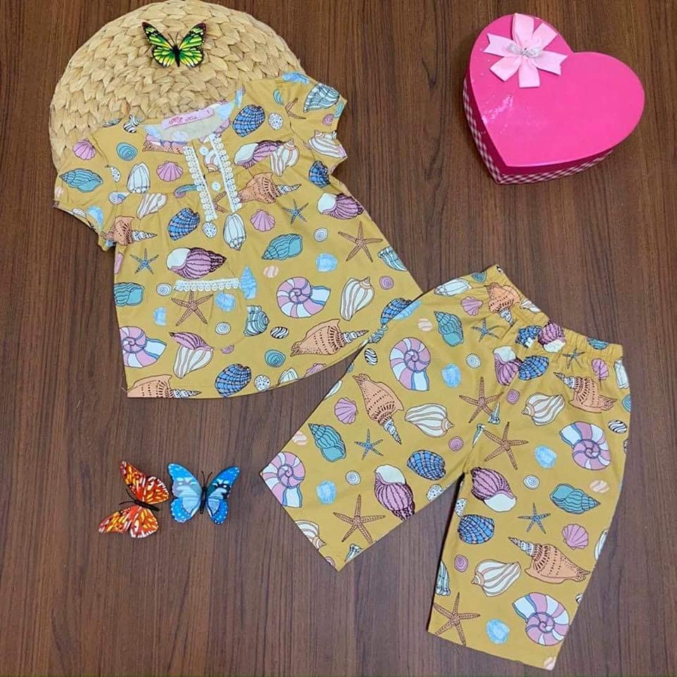 Đồ Bộ Bé Gái Cực Dễ Thương Cao Cấp 🍊 Chất Kate Lụa Nhập. GIÁ 110000