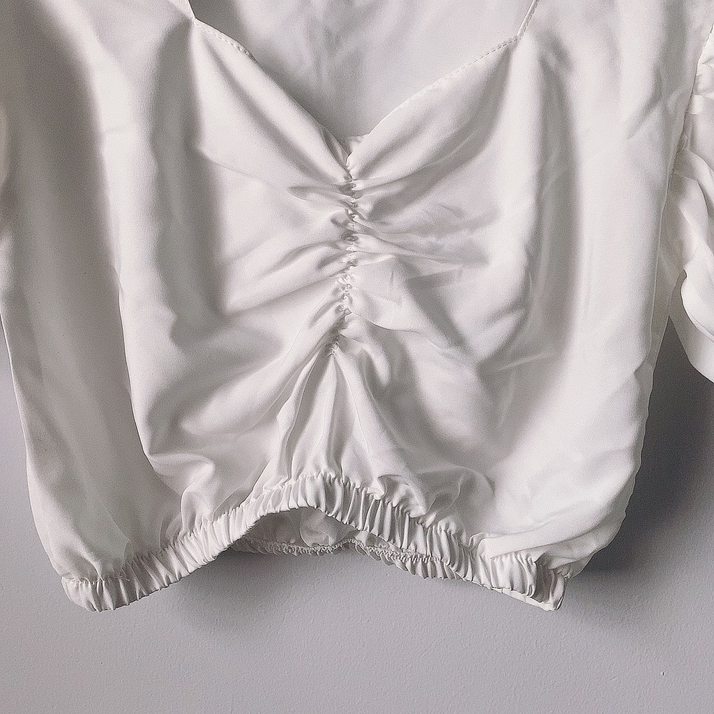 Áo croptop tay ngắn bo eo tay bồng - AO066