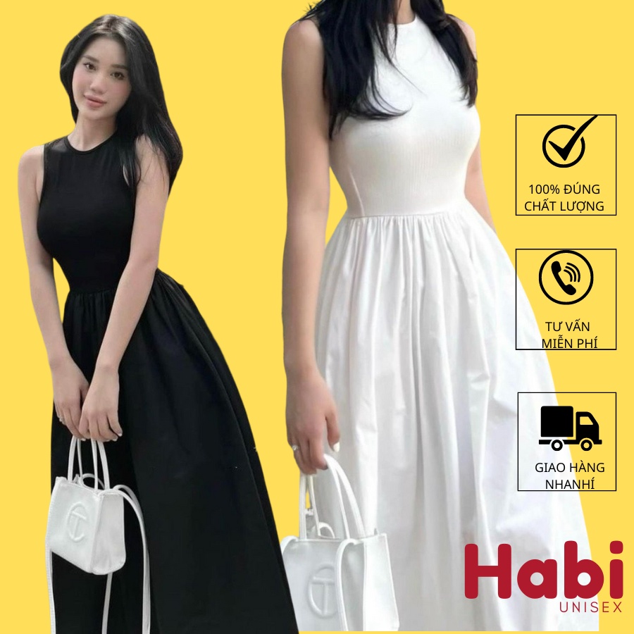 Đầm ba lỗ maxi dài phối bozip ôm người, váy dài sang chảnh tôn dáng 2 màu đen trắng phong cách Hàn Quốc CTH045