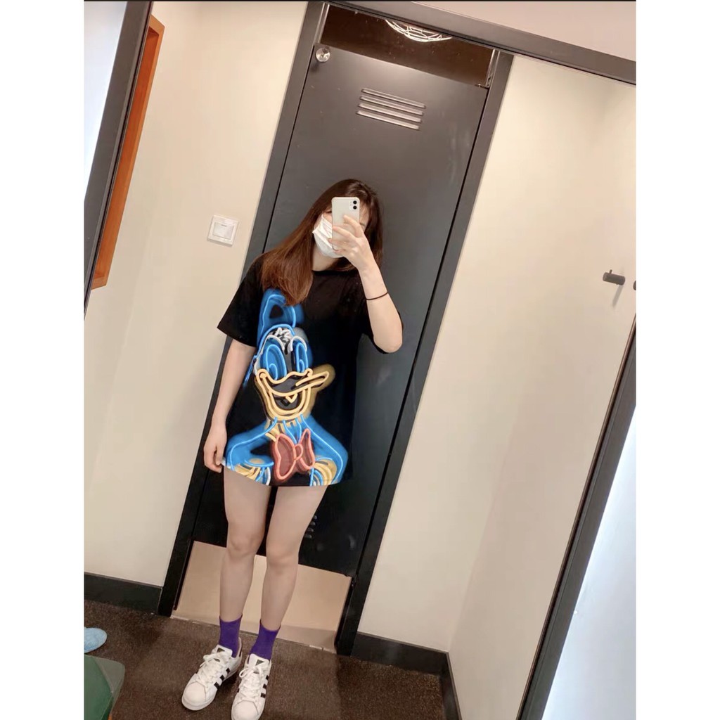 [ HOT NEW 2021 ]Áo thun Unisex phông trơn nam nữ tay lỡ oversize form rộng hình vịt Donal Disney