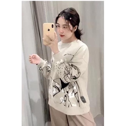 Áo Sweater Nỉ In Hình Cô Gái Áo Thun nữ Dài Tay Cổ Tròn,áo phông unisex | BigBuy360 - bigbuy360.vn