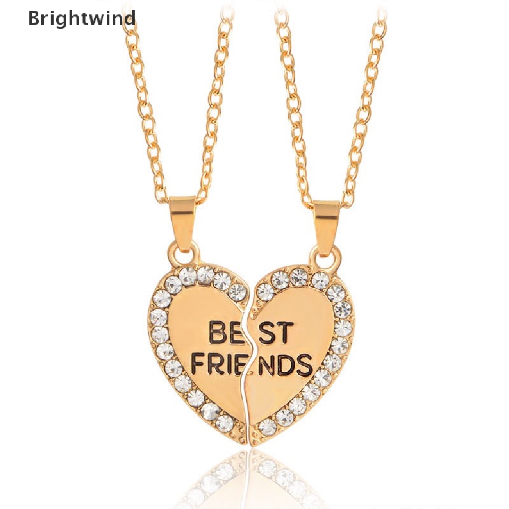 [Brightwind] BFF Necklace Women Crystal Heart Pendant Best Friend Letter Necklace Fashion Cou Hot Sell