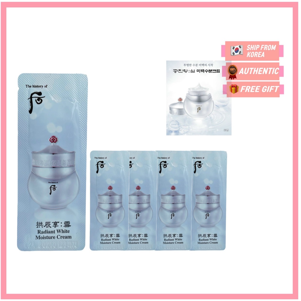 60 Gói - Kem dưỡng trắng da mờ thâm sạ da Whoo Radiant White Moisture Cream 1ml