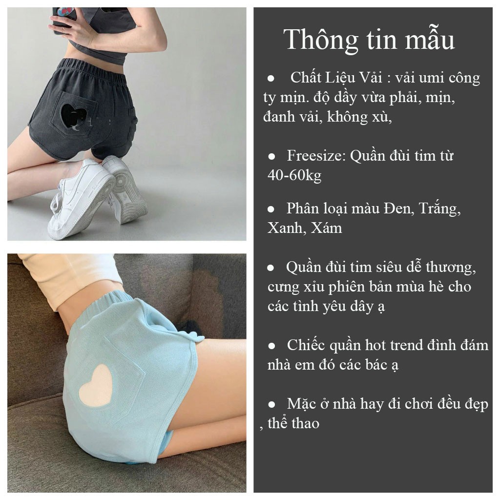 Quần short nữ mặc nhà Heart quần đùi ngắn cạp chun chất Umi Ulzzang - VIETCEN | BigBuy360 - bigbuy360.vn