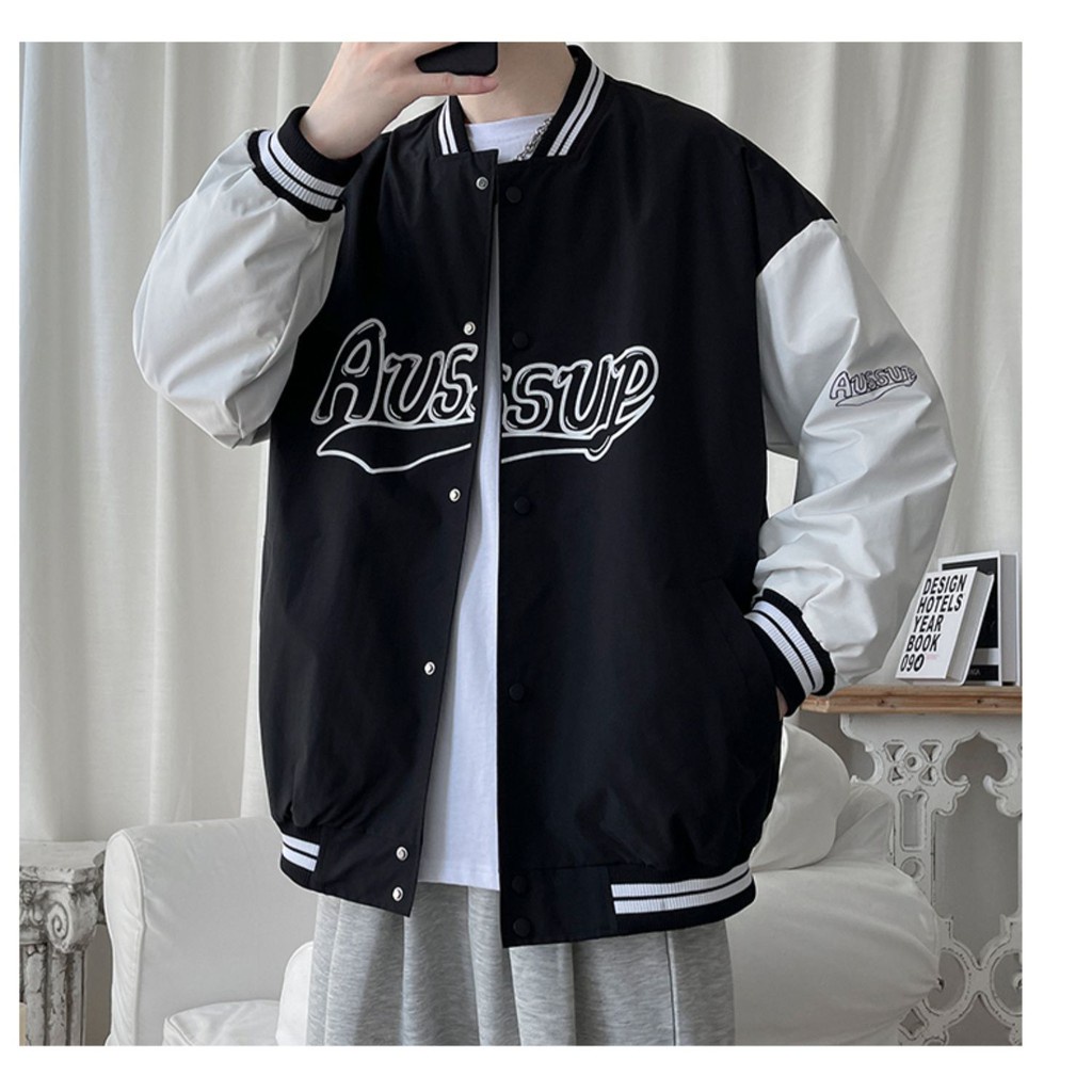 Áo khoác bomber unisex Hot trend, Áo bomber bóng chày chất kaki dày dặn, mặc đi học đi chơi