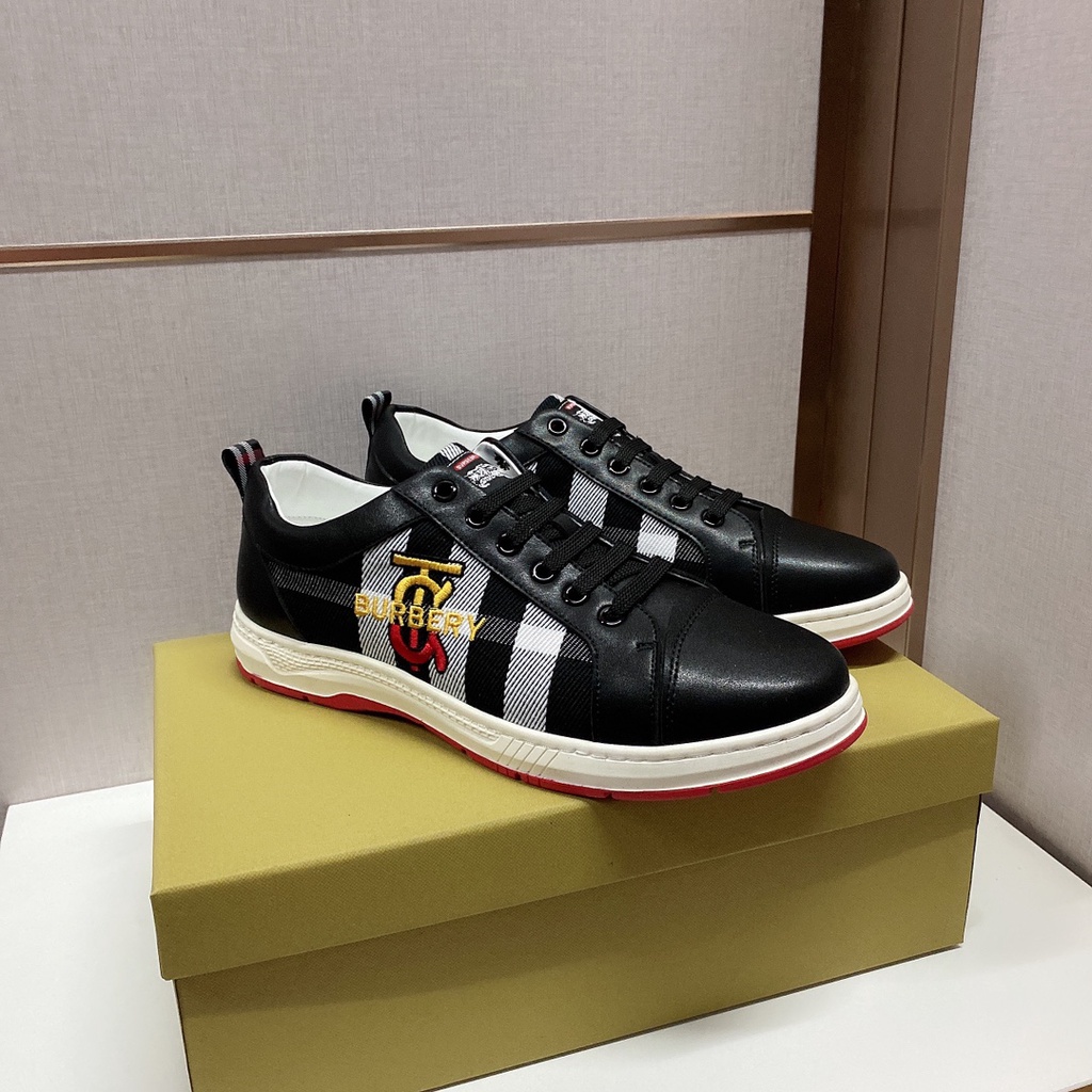 Giày buộc dây nam da thật thời trang cao cấp Burberry BBR phong cách trẻ trung, thời thượng