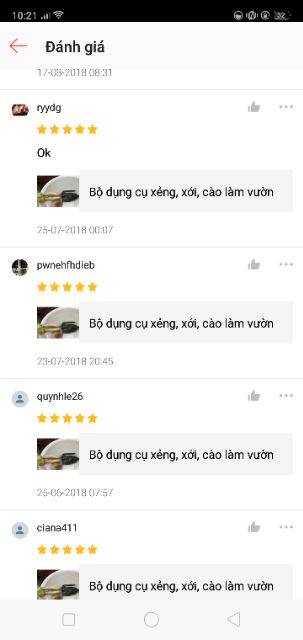 Bộ dụng cụ làm vườn 3 món xẻng, xới, cào