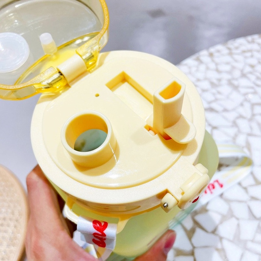 Bình Nước 1200Ml Hình Vuông Màu Gradient Kèm Ống Hút Và Dây Đeo Cho Thể Thao Ngoài Trời