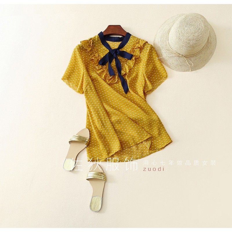 Áo voan kiểu cổ nơ vải chiffon big size