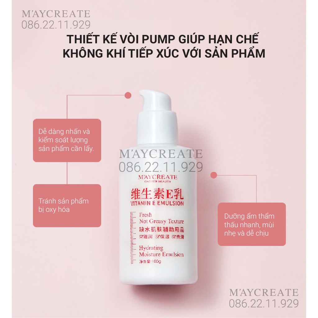 Sữa Dưỡng Thể Trắng Da Vitamin E Maycreate Hàng Nội Địa Trung.