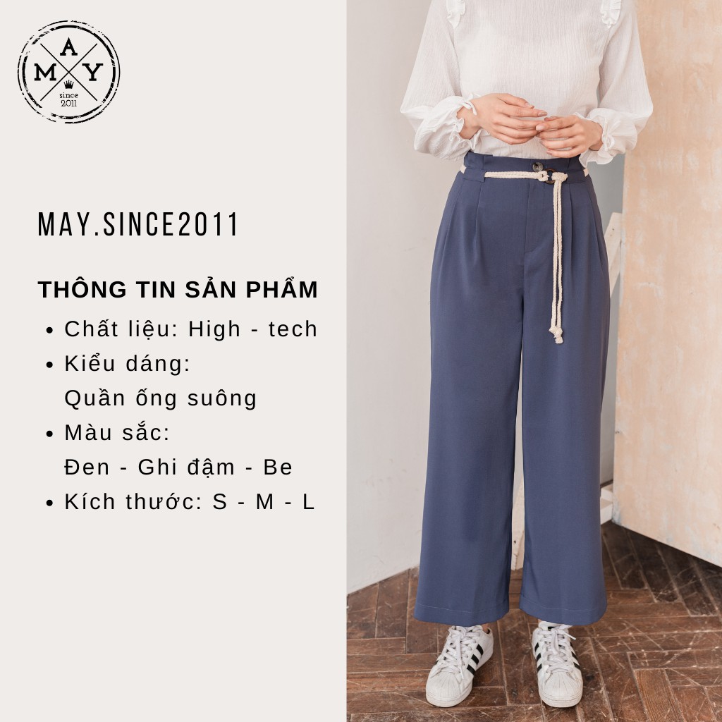 Quần Ống Rộng, Quần Ống Suông Nữ Xếp Ly Dáng Suông Ống Rộng Phối Dây Thừng TAI03-0023 MAY.SINCE2011