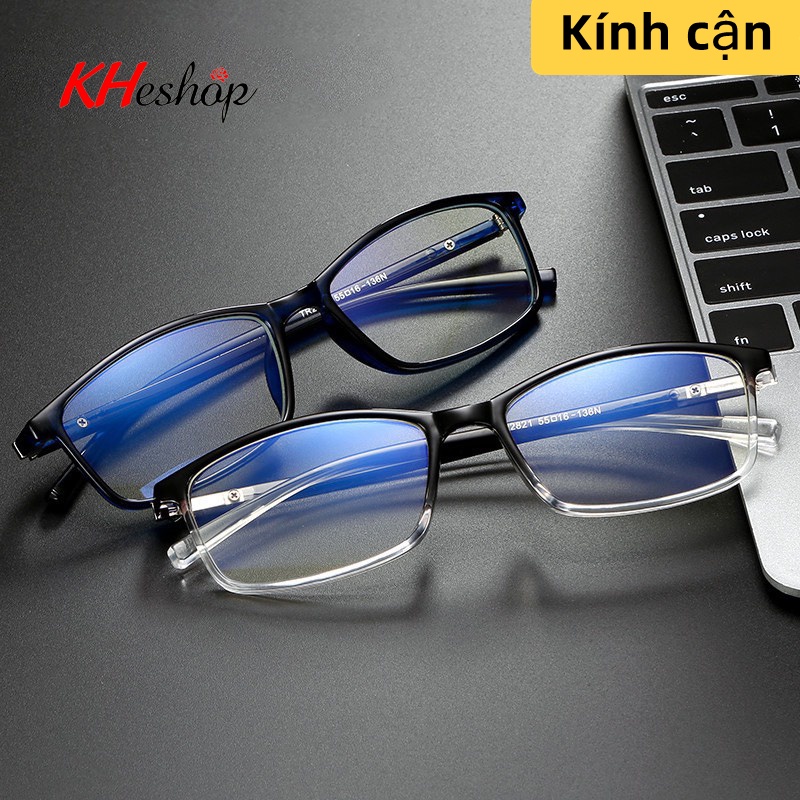 Kính Cận Thị cho Học Sinh, Người đi làm form vuông 2 màu đỏ và tím, tròng chống ánh sáng xanh màu siêu đẹp  mã Y2821