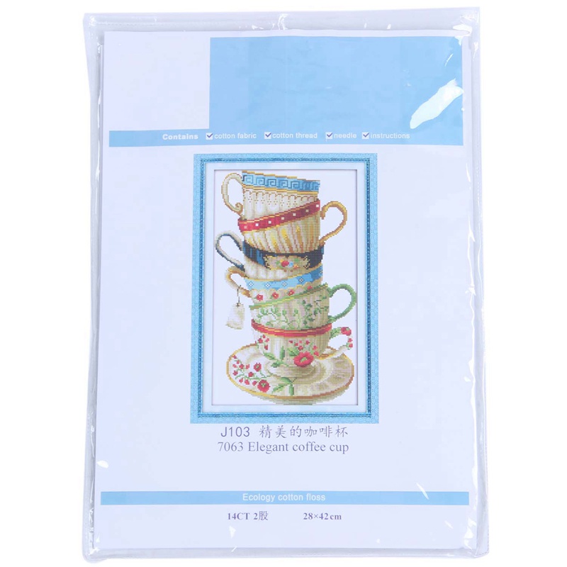 Bộ Tranh Thêu Chữ Thập 14ct Diy Hình Tách Cà Phê 28x42cm