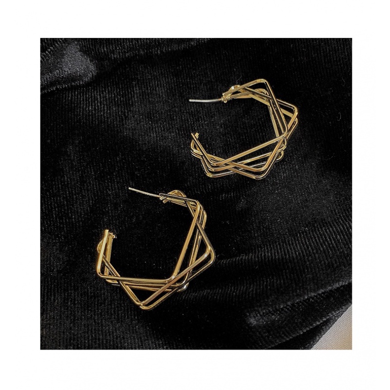 Khuyên tai mạ vàng thiết kế hình học thời trang Hàn Quốc 2023