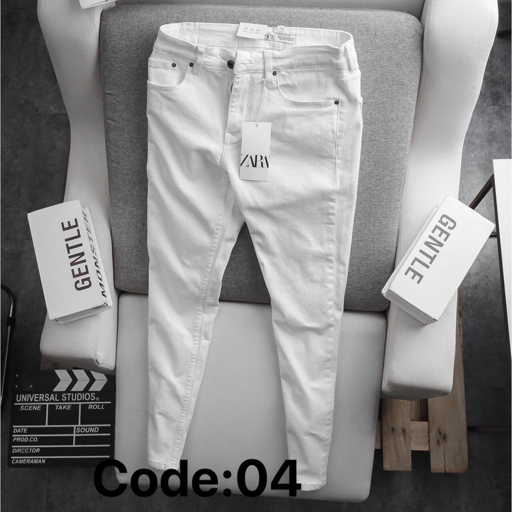 [BIGSIZE] Quần jean nam trắng trơn rách hiệu ZR form body vải co dãn hàng VNXK cao cấp AHFASHION | BigBuy360 - bigbuy360.vn