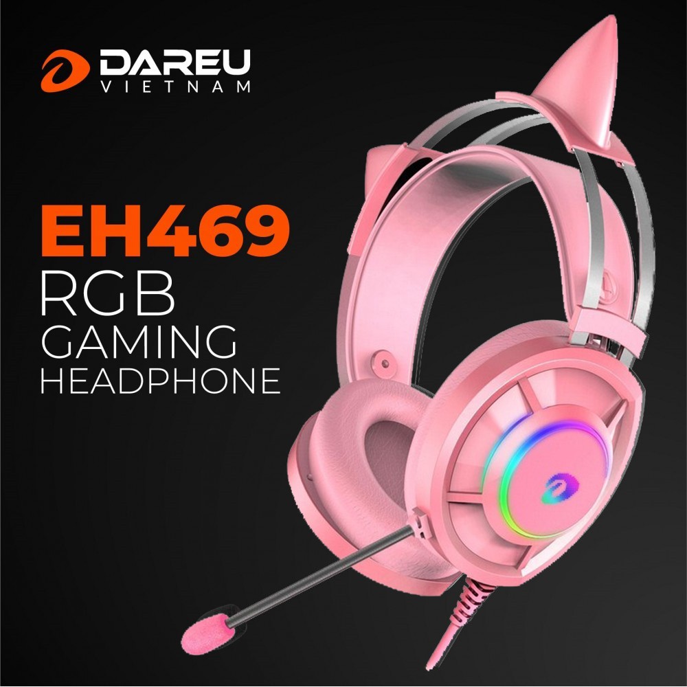 Tai Nghe Gaming Dareu EH469 RGB Pink - Hàng Chính Hãng - Tai nghe máy tính Nhãn hiệu DareU | PhongVuPC.Com