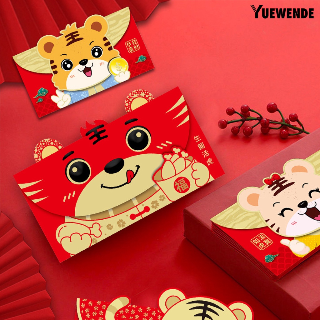 Set 6 phong bì in họa tiết động vật năm mới 2022