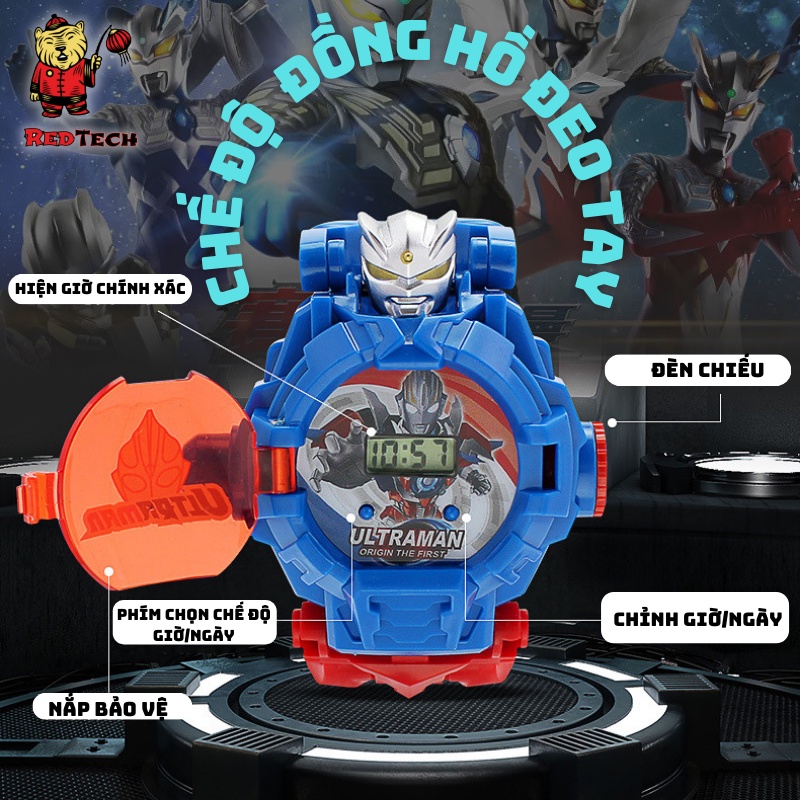 Đồng hồ biến hình siêu nhân 3 chế độ - xem giờ, chiếu ảnh, biến hình Redtech.