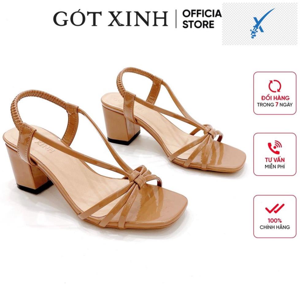🖐️ Giày sandal cao gót nữ GÓT XINH GD4 da bóng đế trụ vuông cao 5cm 🖐️