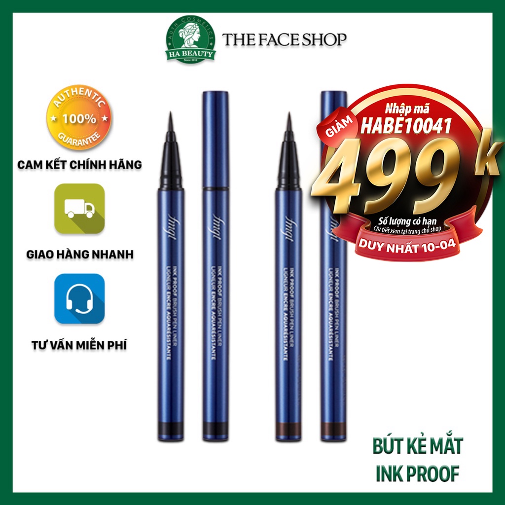 Bút kẻ viền mắt không trôi chống nước chống lem The Face Shop fmgt Ink Proof Brush Pen Liner 0.6g