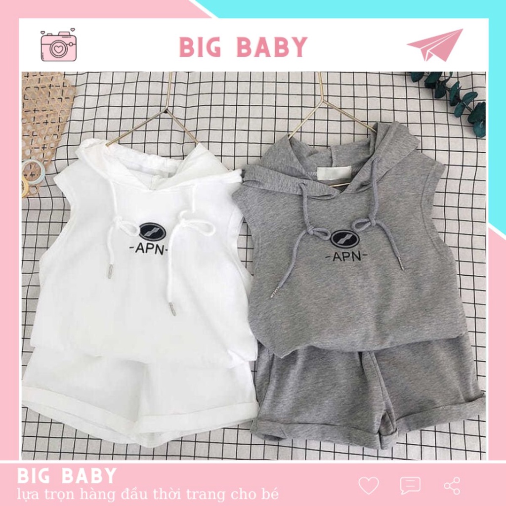 Bộ Ba Lỗ Có Mũ APN Chất Cotton Cho Bé Trai Và Bé Gái Từ 7- 28Kg Thời Trang Trẻ Em Bing Baby