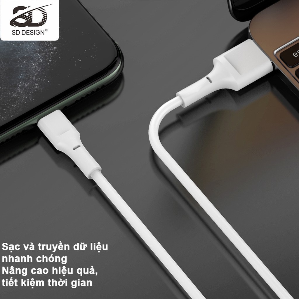 Cáp sạc iphone chính hãng SD DESIGN M3 - sạc ổn định, chất liệu cao cấp, bảo hành 12 tháng, 1 đổi 1-vincase