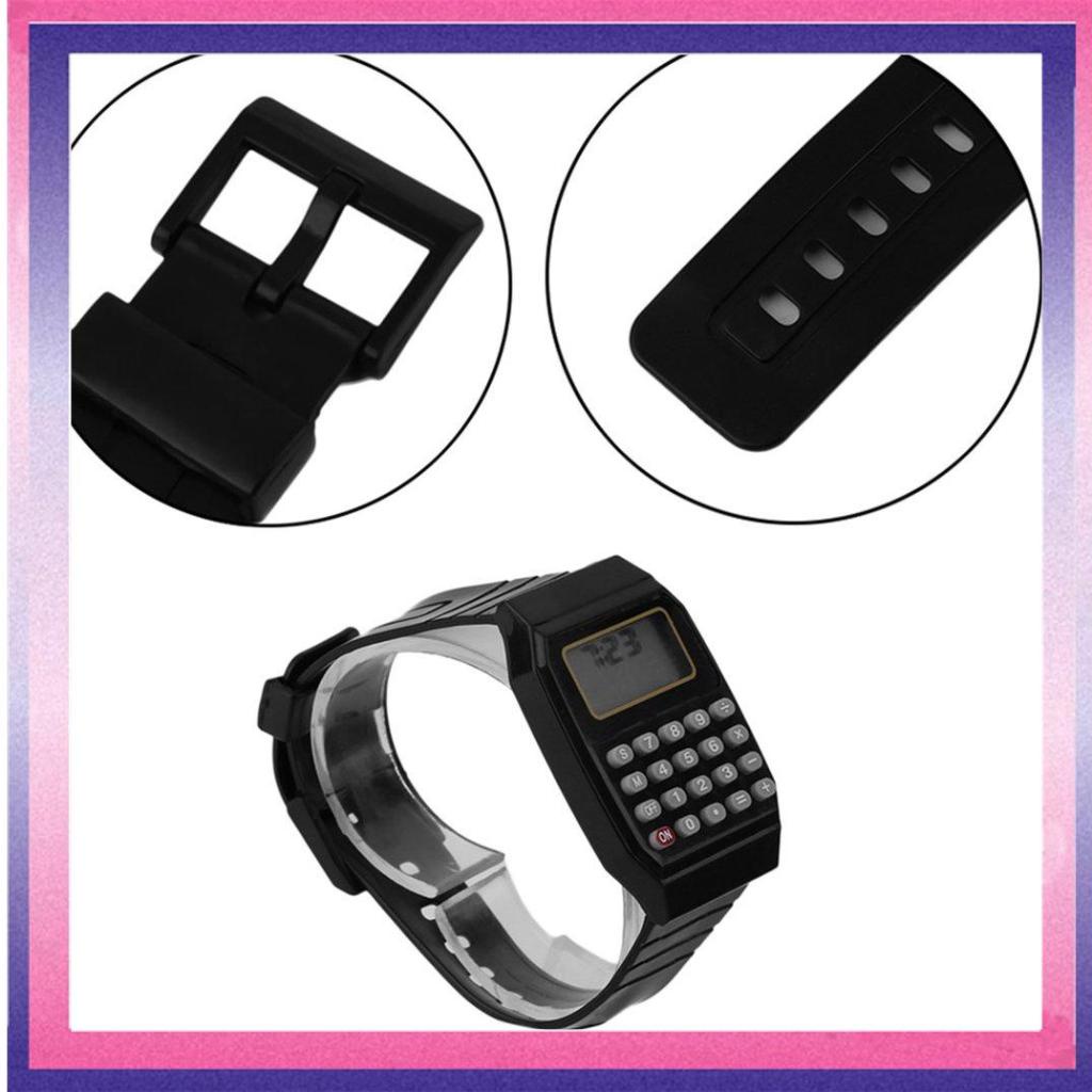 🔥 Students Calculator Digital Watch Solid Color Silicone Calculator Wrist Watch