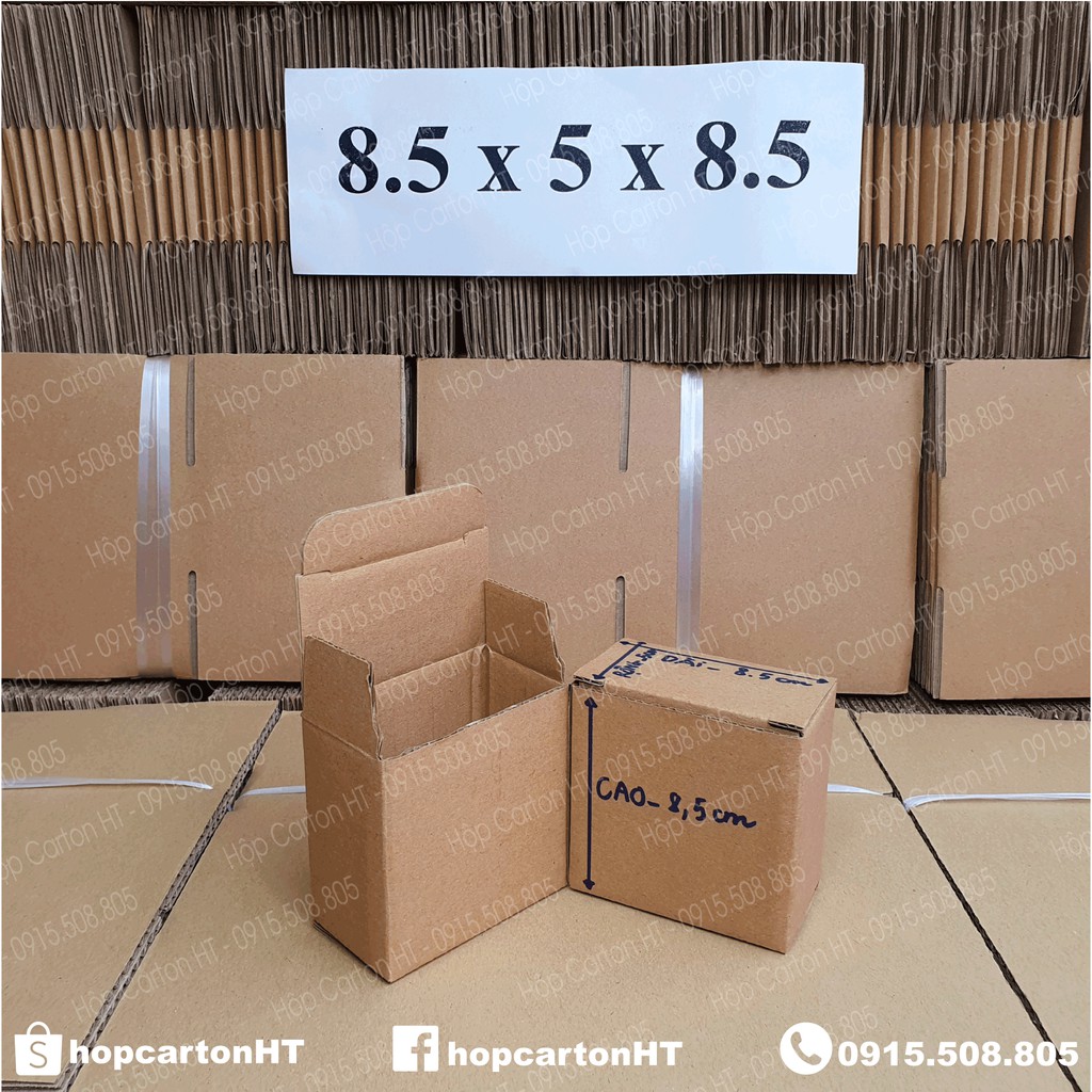 8.5x5x8.5 Combo 10 hộp carton, thùng giấy cod gói hàng, hộp bìa carton đóng hàng giá rẻ