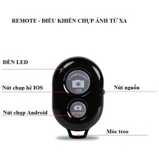 Nút Remote Shutter - Nút Bấm Bluetooth Điều Khiển Từ Xa Cho Smartphone, IP, Ipad, Tripod, Đèn Livestream