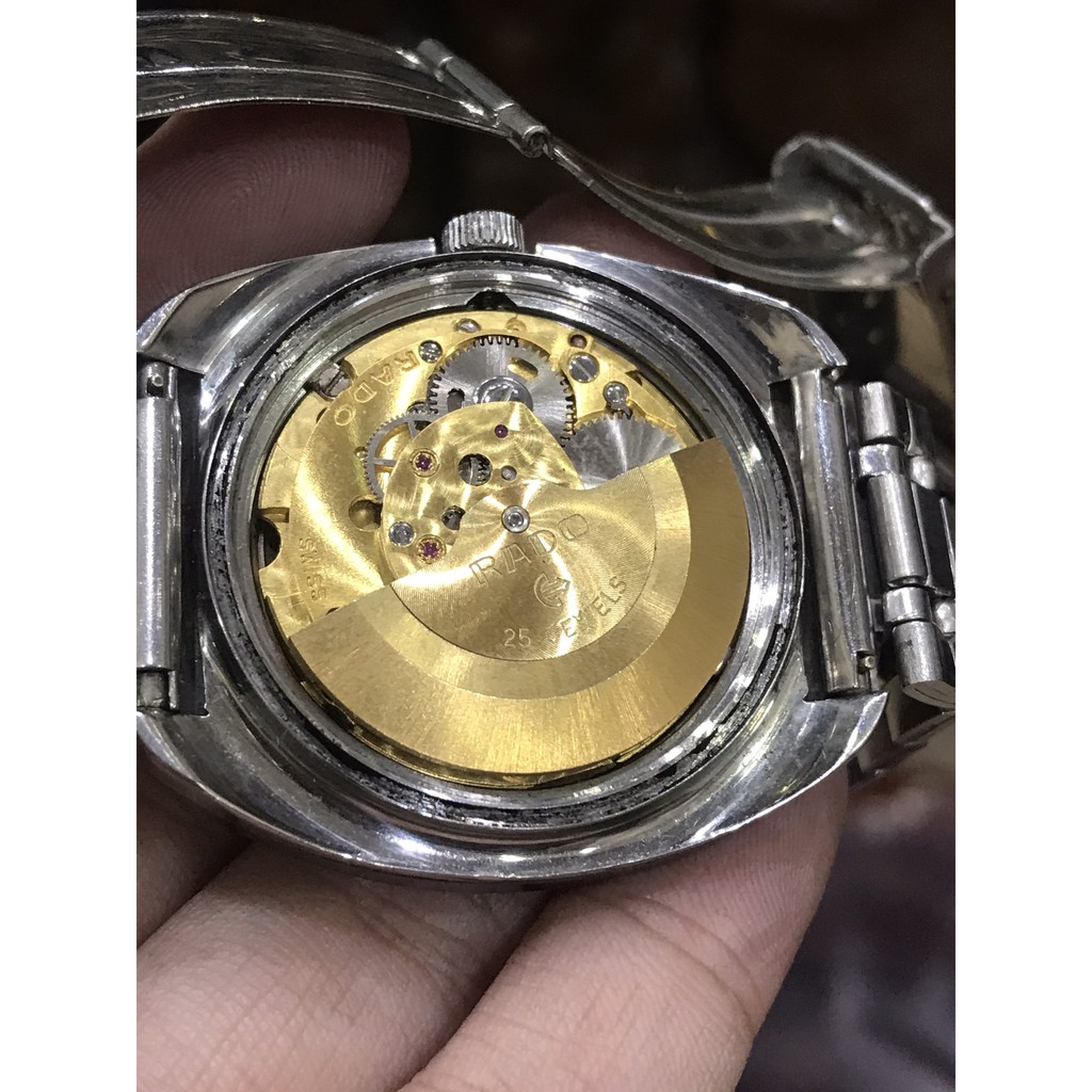 Đồng hồ nam RADO trứng mặt đen - 25 jewels - máy vàng