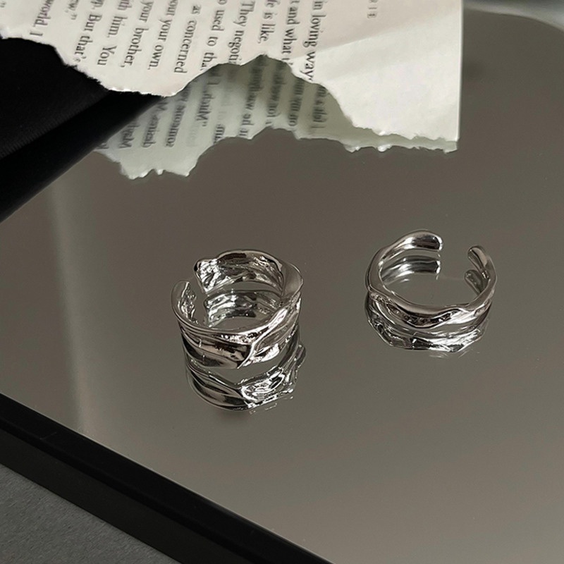 Nhẫn Hở Thiết Kế Bất Đối Xứng Phong Cách Hip Hop Thời