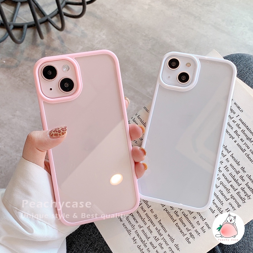 Ốp điện thoại bằng PC cứng trong suốt màu kẹo ngọt thích hợp cho Apple iPhone 13 12 11 Pro Xs Max Xr X 7 8 Plus