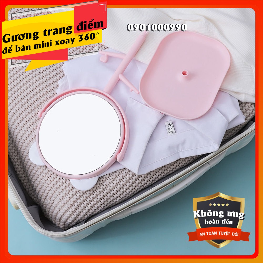 ⚡RẺ VÔ ĐỊCH⚡Gương trang điểm để bàn mini hình mèo siêu dễ thương - Xoay 360 độ