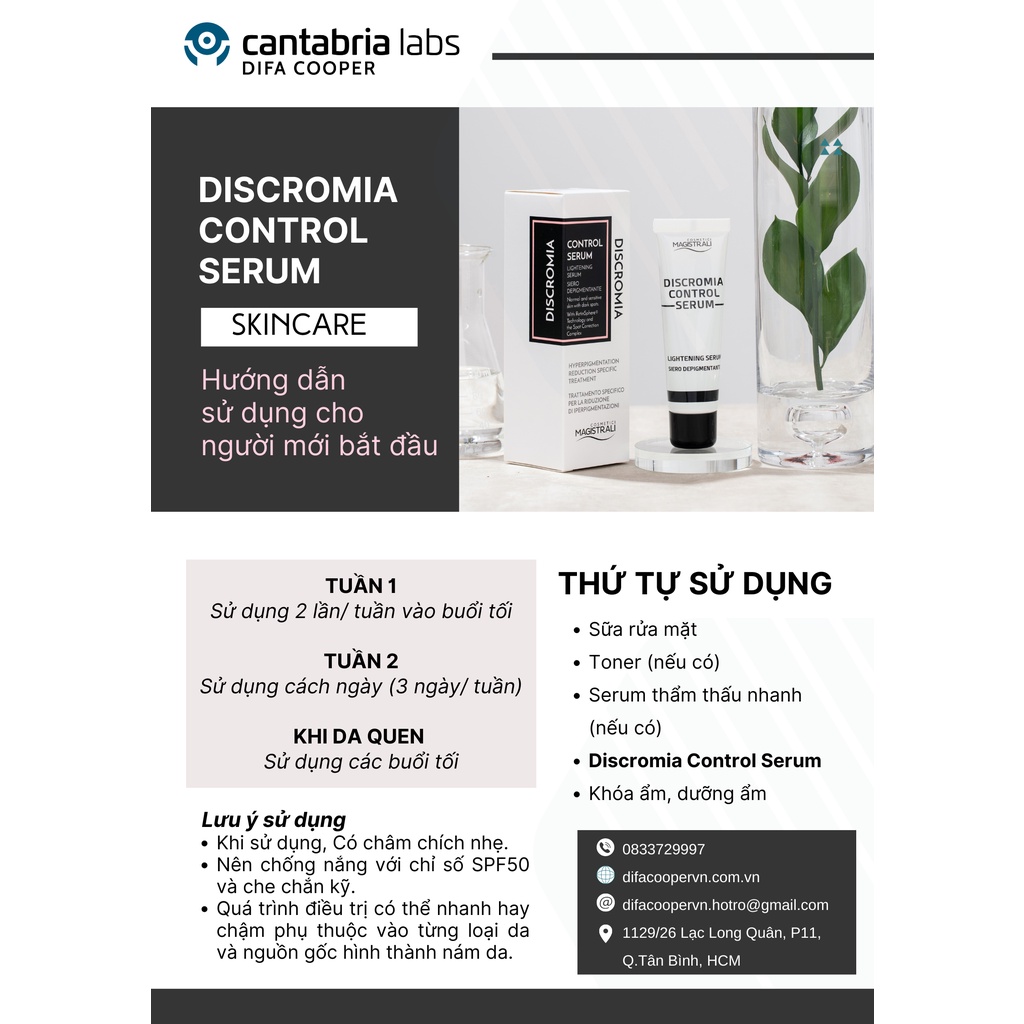 Serum dưỡng sáng da Discromia Control Serum 30ml - Retinol 0.15% tinh chất dưỡng trắng, giảm thâm nám, lão hóa