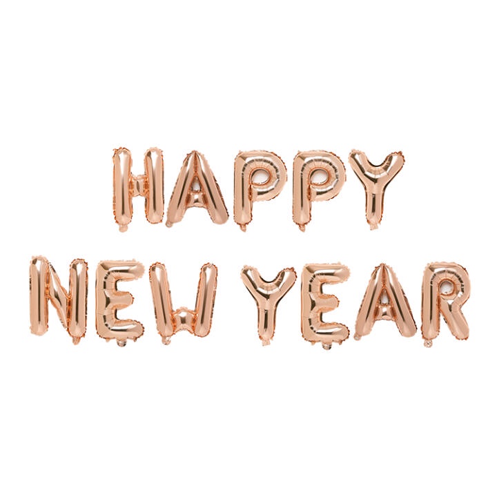 Set Bong Bóng Bay ARTBOX Hàn Quốc Kiểu Chữ Happy New Year Màu Rose Gold