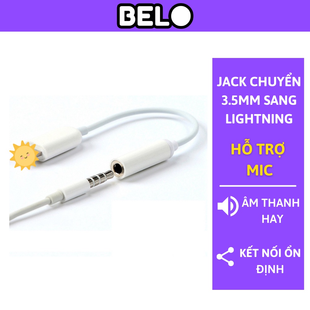 Jack Chuyển Ip có Mic,cổng Chuyển Chân Sạc Thành Chân Tai Nghe 3.5mm Belo - J35