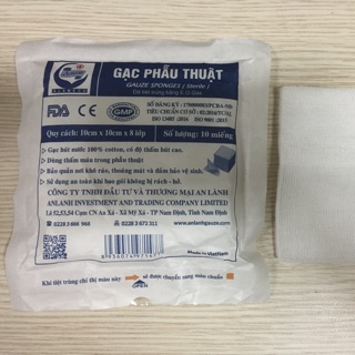 Gạc y tế, gạc phẫu thuật loại 10*10*8 lớp