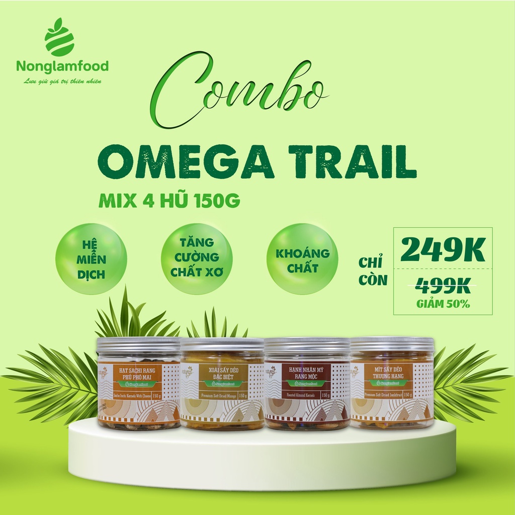 [Mã BMBAU50 giảm 7% tối đa 50K đơn 99K] Combo trái cây sấy và hạt dinh dưỡng Omega Trail Mix Nonglamfood 150g