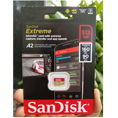 Thẻ nhớ MicroSDXC SanDisk Extreme 512GB V30 U3 4K A2 R190MB/s W130MB/s (Vàng)