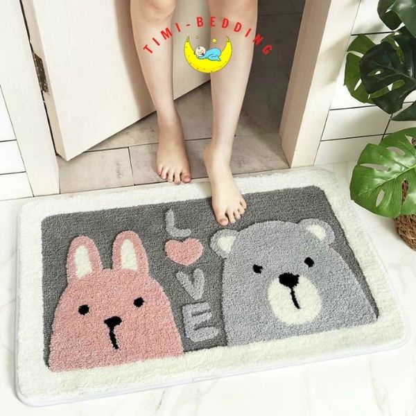 Thảm lau chân lông cừu 5D , Thảm chùi chân mẫu mới - chống trượt, thấm nước - Timibedding