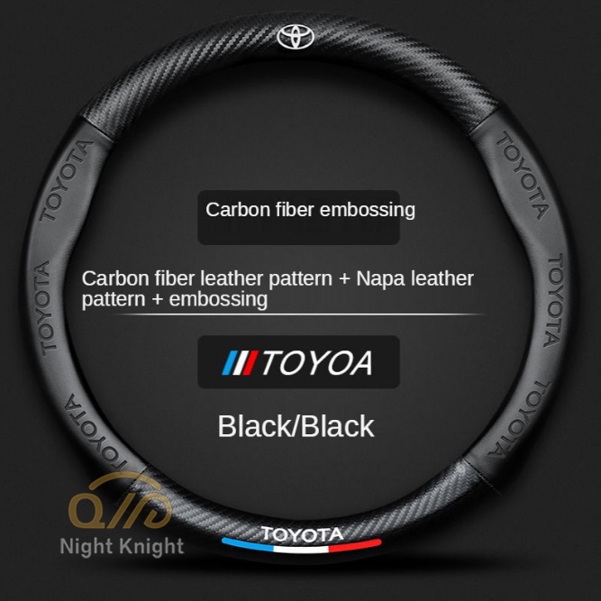 Vỏ bọc vô lăng xe hơi bằng sợi carbon cho Toyota Camry Altis Vigo Fortuner CHR Vios Yaris Ativ Hilux REVO Avanza sienta hiace