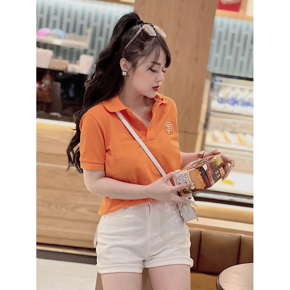 Áo thun polo cam siêu nổi tôn da♥️trẻ trung phong cách⚡cotton gai thoáng mát k nhăn nhàu co giãn 4 chiều♥️full size