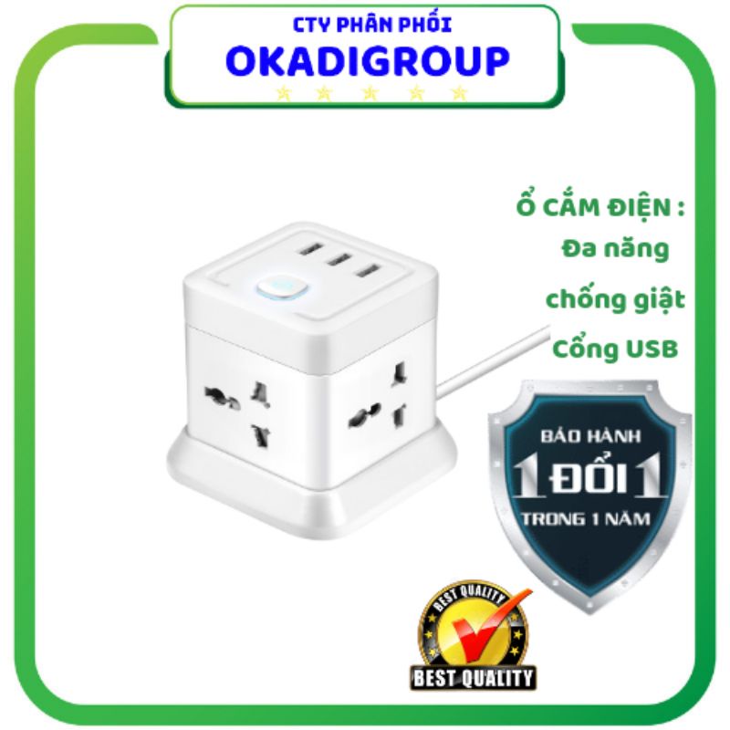 Ổ cắm điện đa năng XIAOMI POWER STRIP, ổ điện chống giật, chống cháy, kèm 3 cổng usb xạc nhanh.