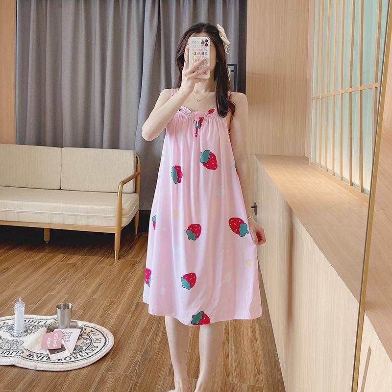 Đồ ngủ Hai Dây Chất cotton In Họa Tiết Dễ Thương Cỡ Lớn Thời Trang Mùa Hè Cho Nữ