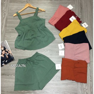 SET ÁO 2 DÂY ĐŨI CỘT NƠ LƯNG QUẦN SHORT