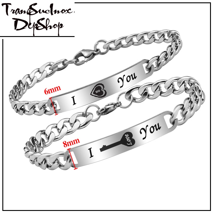 Lắc tay cặp đôi nam nữ (02 chiếc) bằng inox sáng đẹp, không đen, không gỉ, quà tặng ý nghĩa cho người yêu